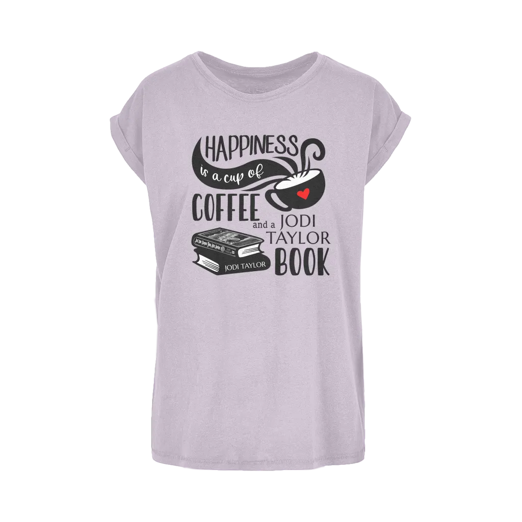 Happiness is a Cup of Coffee and a Jodi Taylor Book Women's Extended Shoulder T-Shirt XS-5XL