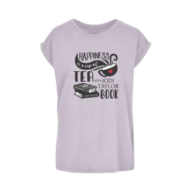 Happiness is a Cup of Tea and a Jodi Taylor Book Women's Extended Shoulder T-Shirt XS-5XL