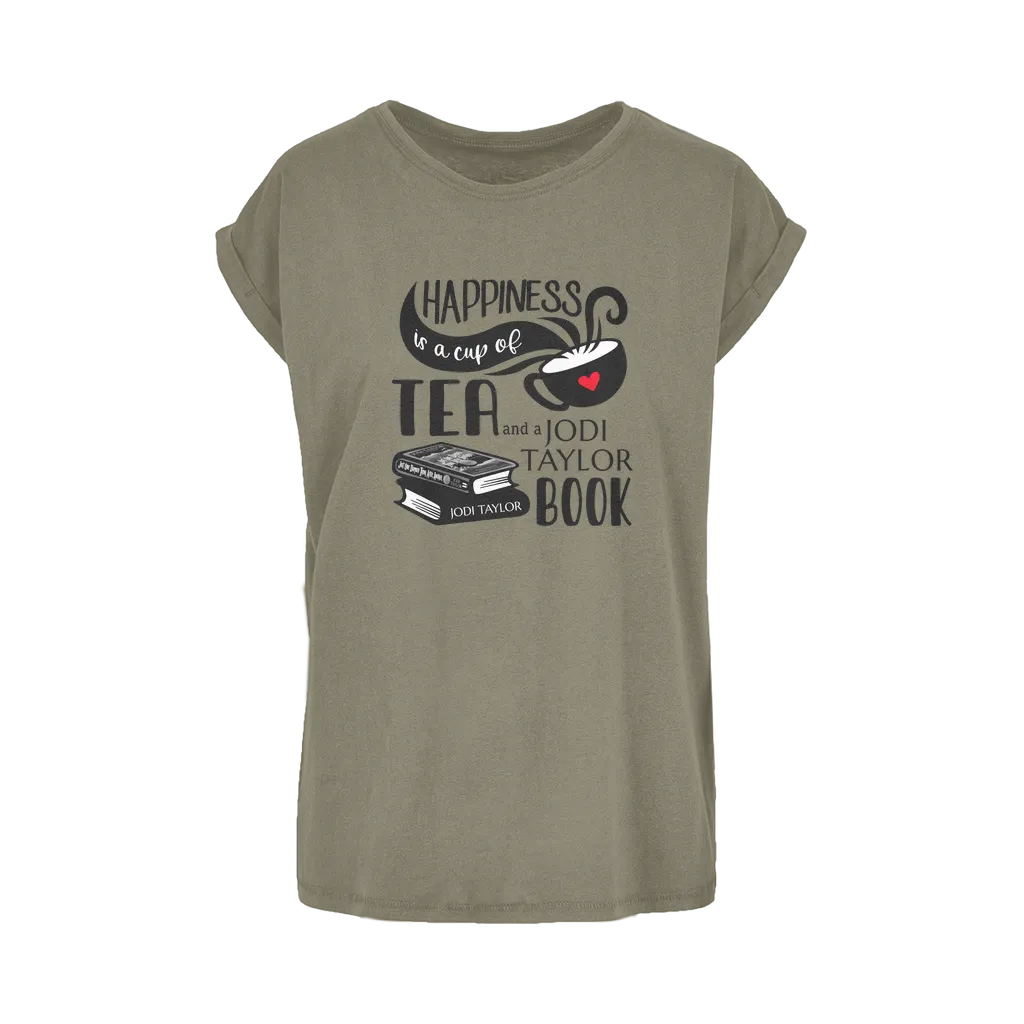 Happiness is a Cup of Tea and a Jodi Taylor Book Women's Extended Shoulder T-Shirt XS-5XL