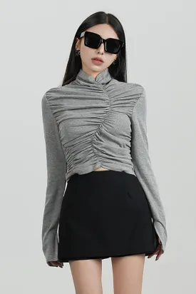 High-Waisted Pleated Base Layer Top