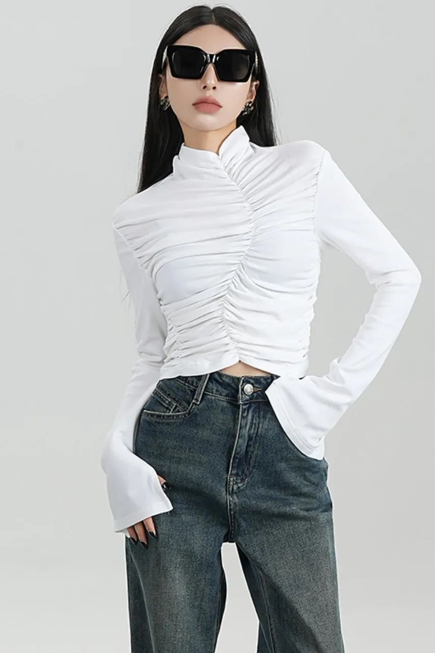 High-Waisted Pleated Base Layer Top
