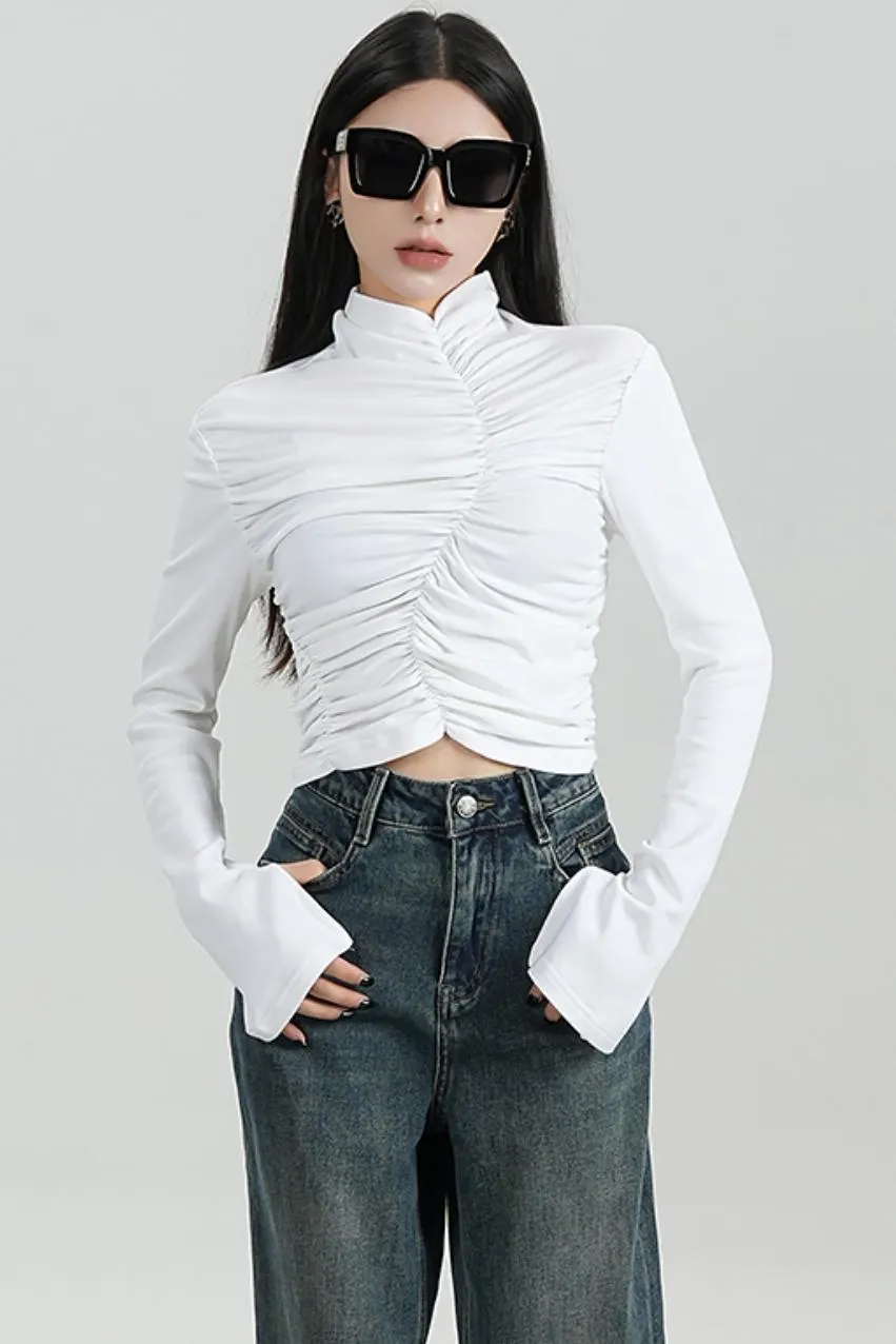 High-Waisted Pleated Base Layer Top