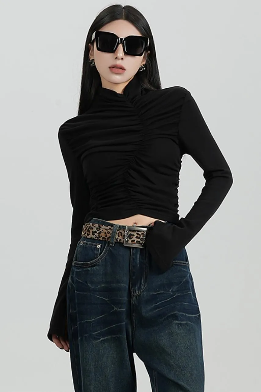 High-Waisted Pleated Base Layer Top