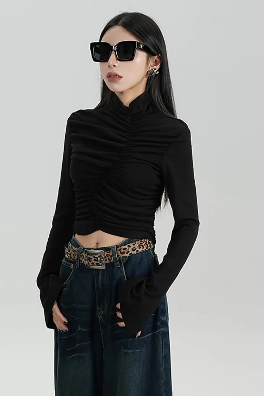 High-Waisted Pleated Base Layer Top