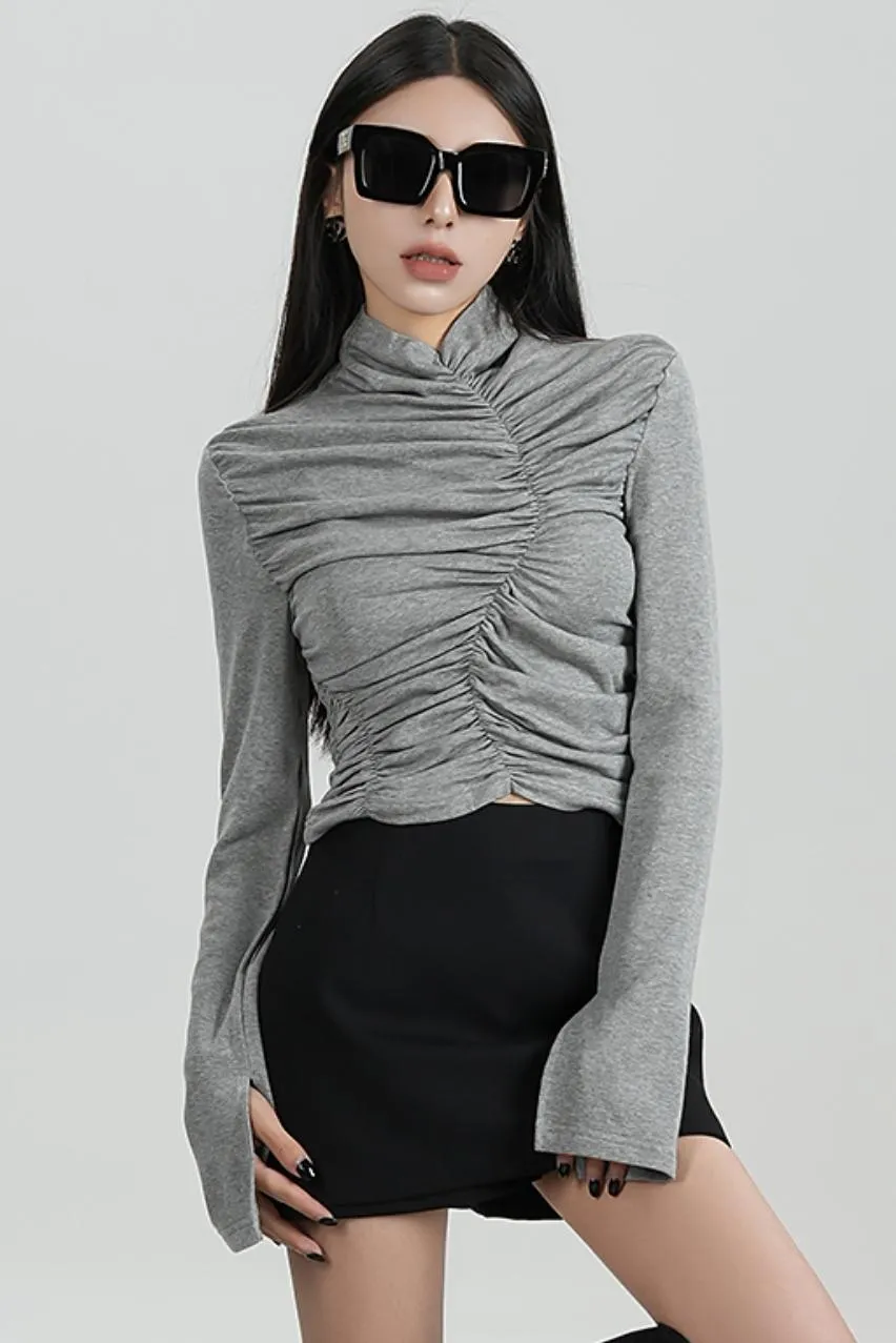 High-Waisted Pleated Base Layer Top