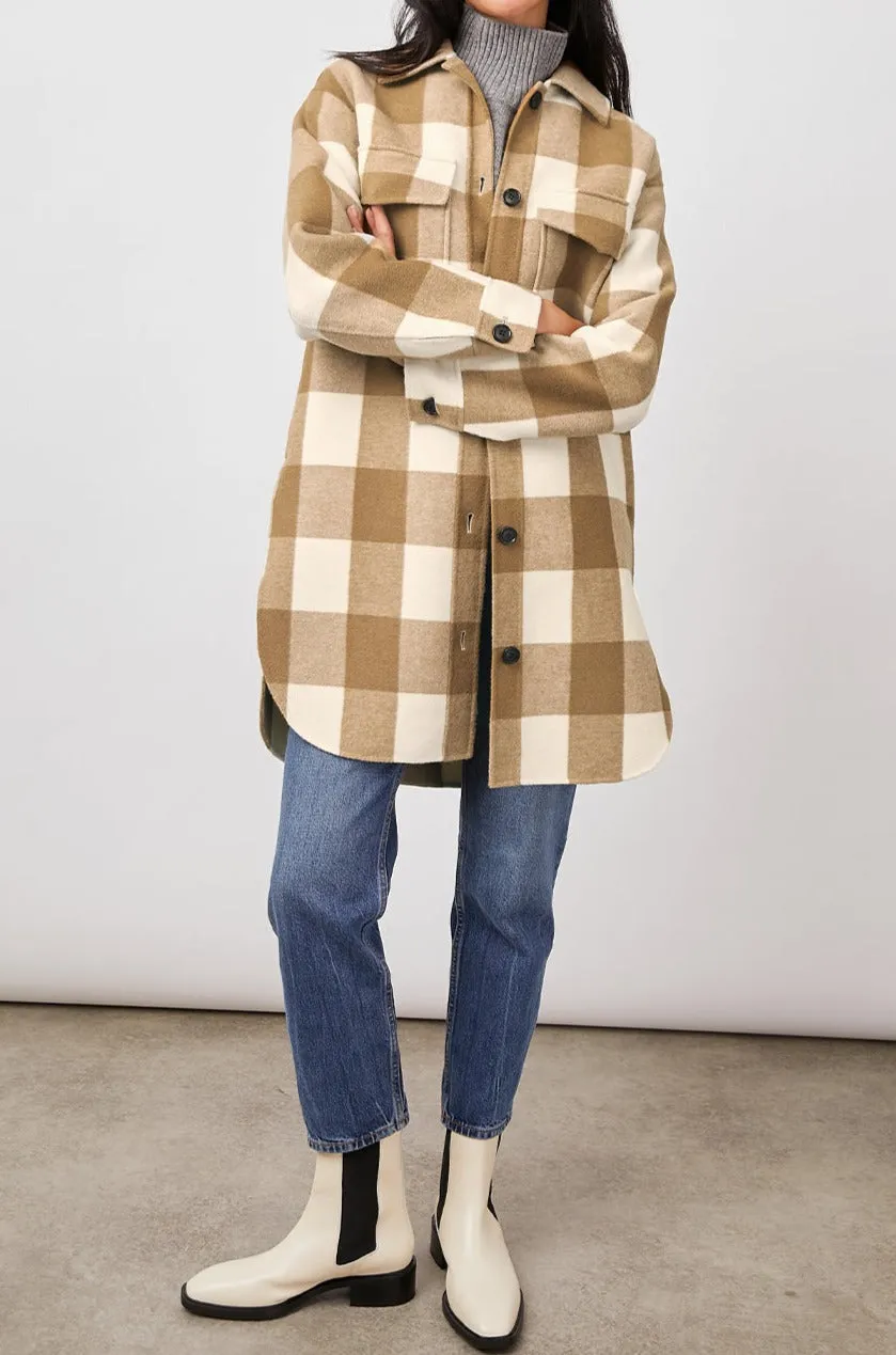 JARO COAT - IVORY CAMEL BUFFALO CHECK