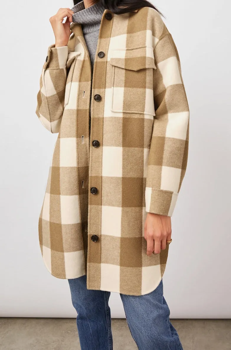 JARO COAT - IVORY CAMEL BUFFALO CHECK