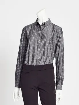Ladies' Boyfriend Blouse - Charcoal Chambray Dots