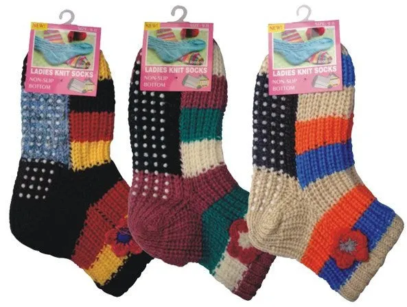 ladies knitted socks with non slip bottom Case of 144