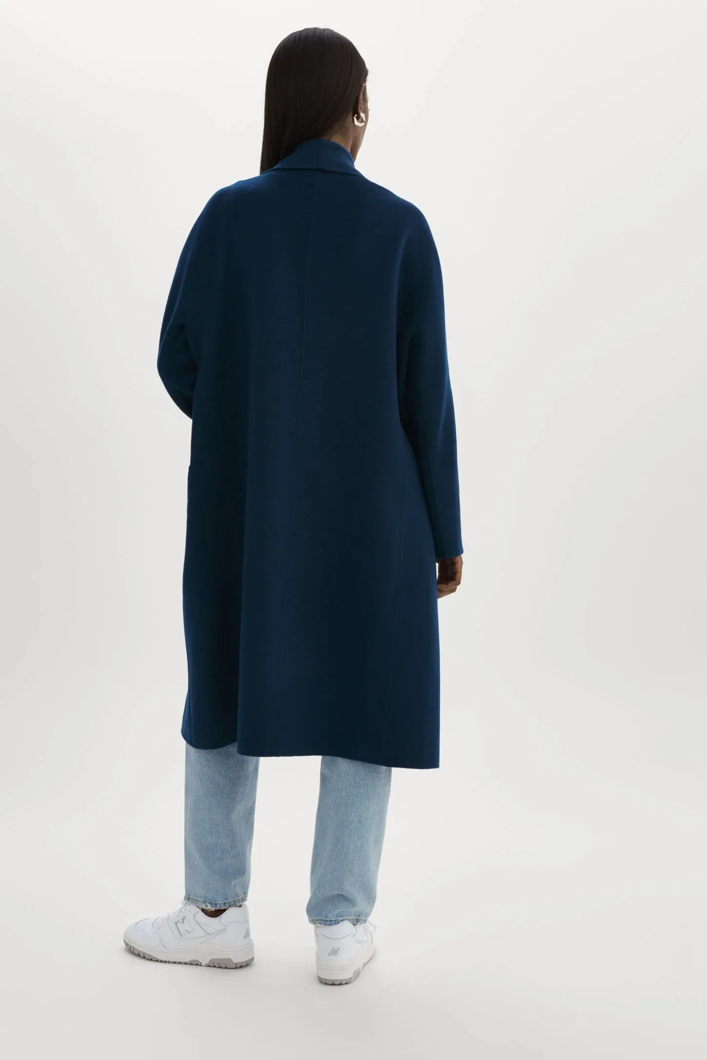Lamarque Thara Shawl Collar Wool Coat- Midnight Blue