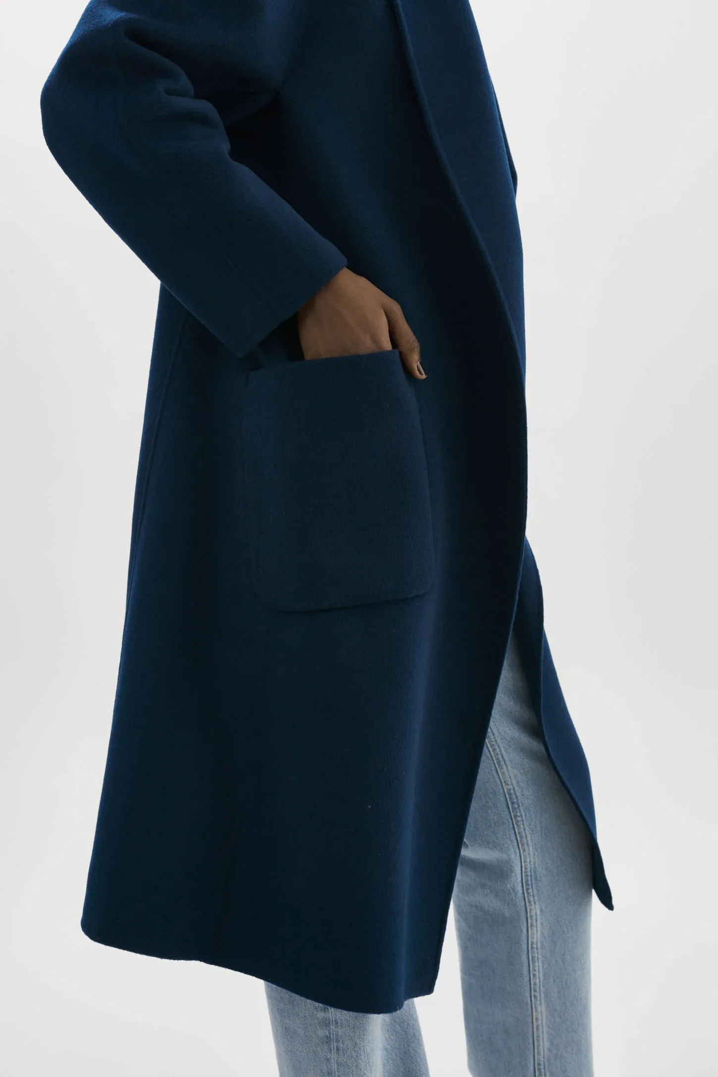Lamarque Thara Shawl Collar Wool Coat- Midnight Blue