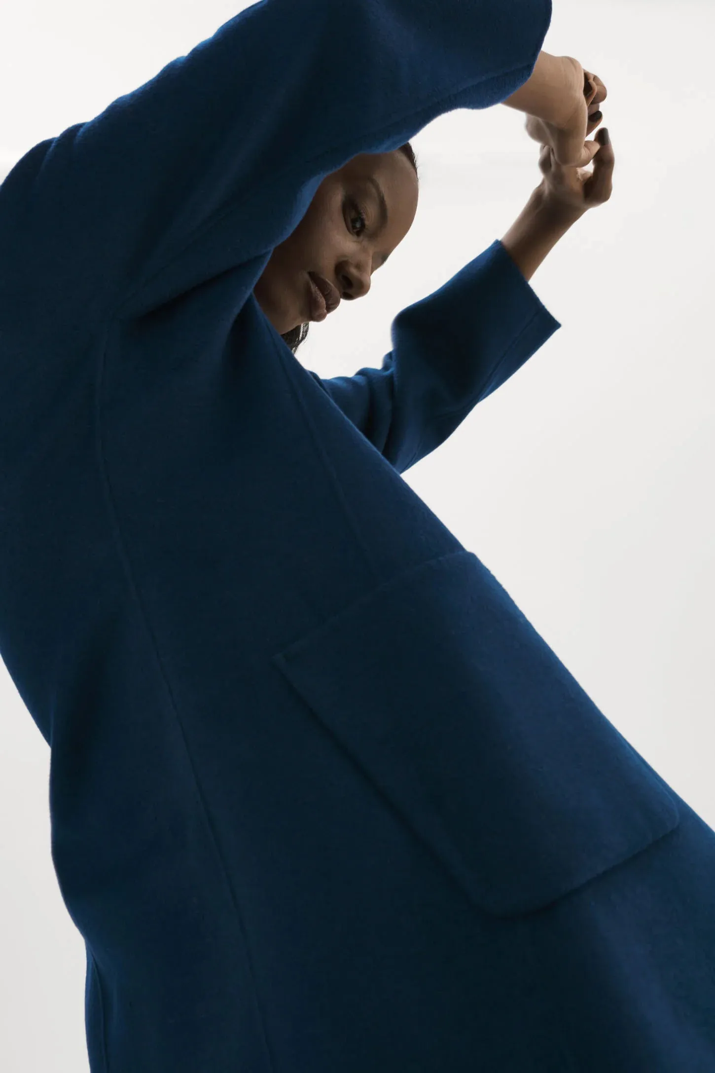 Lamarque Thara Shawl Collar Wool Coat- Midnight Blue