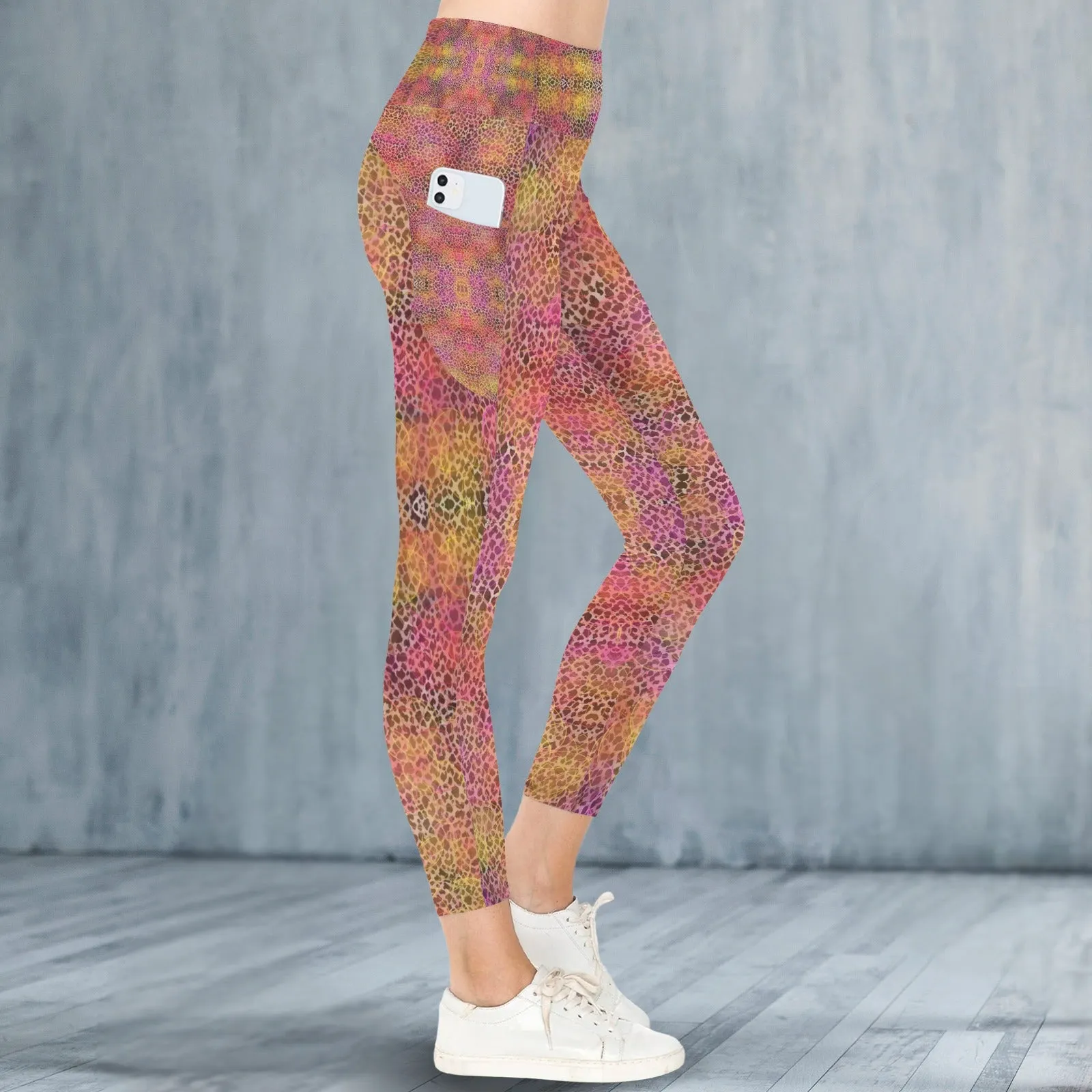 Leopard Circles Leggings with Pockets up to 5 XL (FWS)