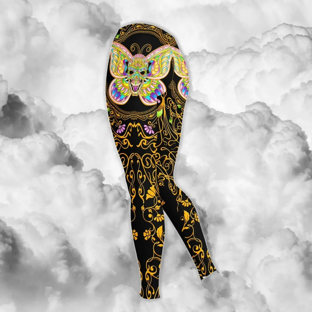 Mandala Golden Butterfly Skull Combo Hoodie and Leggings