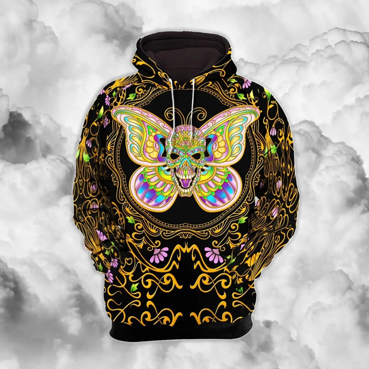 Mandala Golden Butterfly Skull Combo Hoodie and Leggings