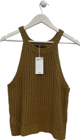 MANGO Yellow Knitted Vest Top UK XL