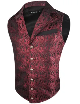 Men's Paisley Suit Vest Victorian Floral Steampunk Gothic Waistcoat ,196