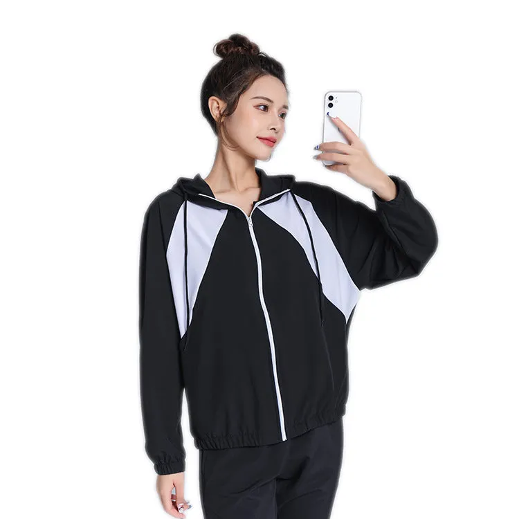 Moisture Wicking Hoodie Hooded Loose Sports Jacket Female Training Autumn and Winter