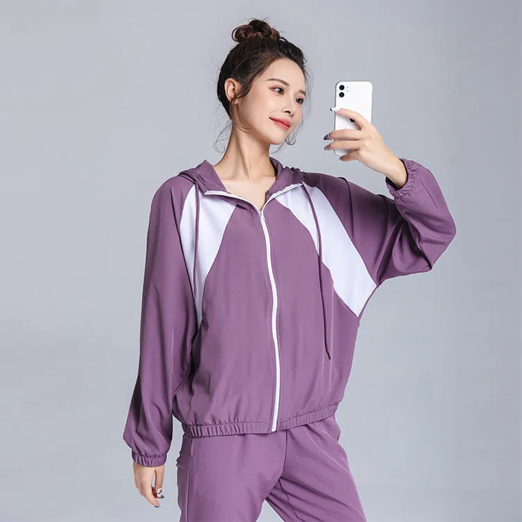 Moisture Wicking Hoodie Hooded Loose Sports Jacket Female Training Autumn and Winter