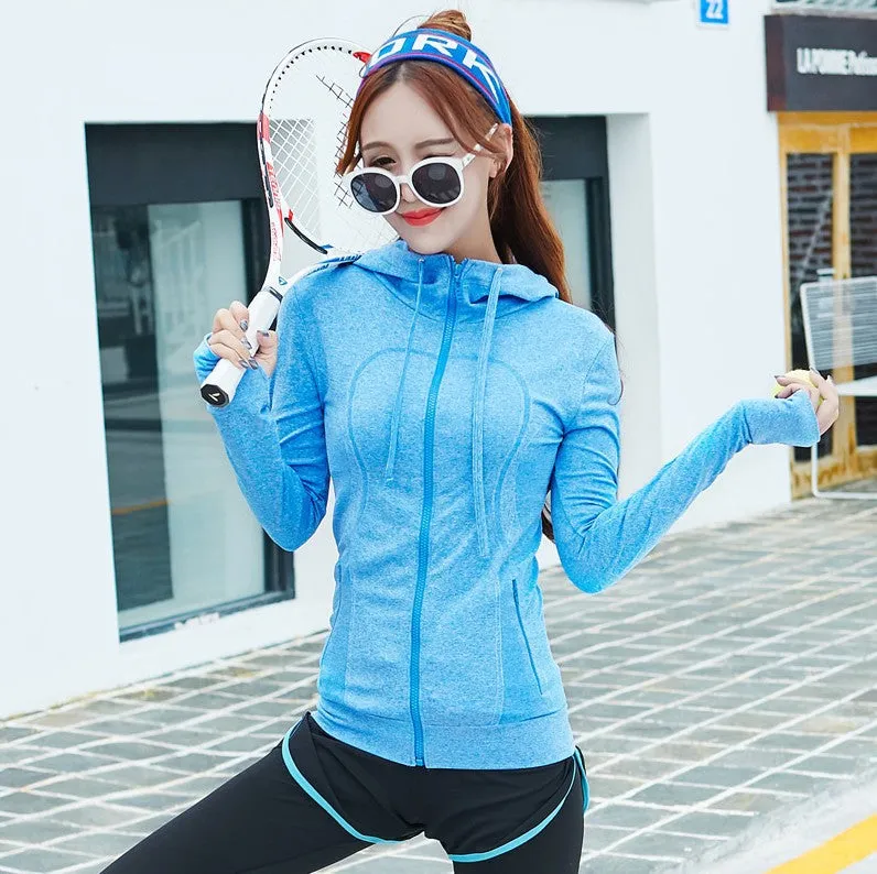 Moisture Wicking Hoodie Sports Jacket Women's Loose Top Thin Coat with Zip