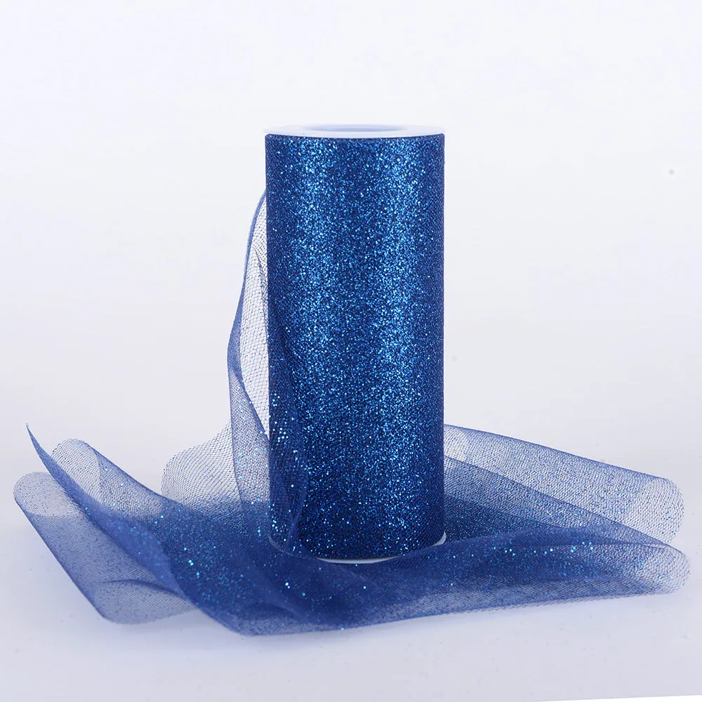 Navy Blue - Premium Glitter Tulle Fabric ( W: 6 Inch | L: 10 Yards )