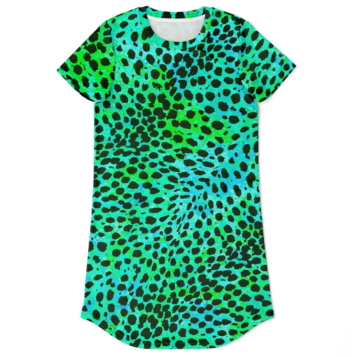 Neon Green Leopard T Shirt Dress