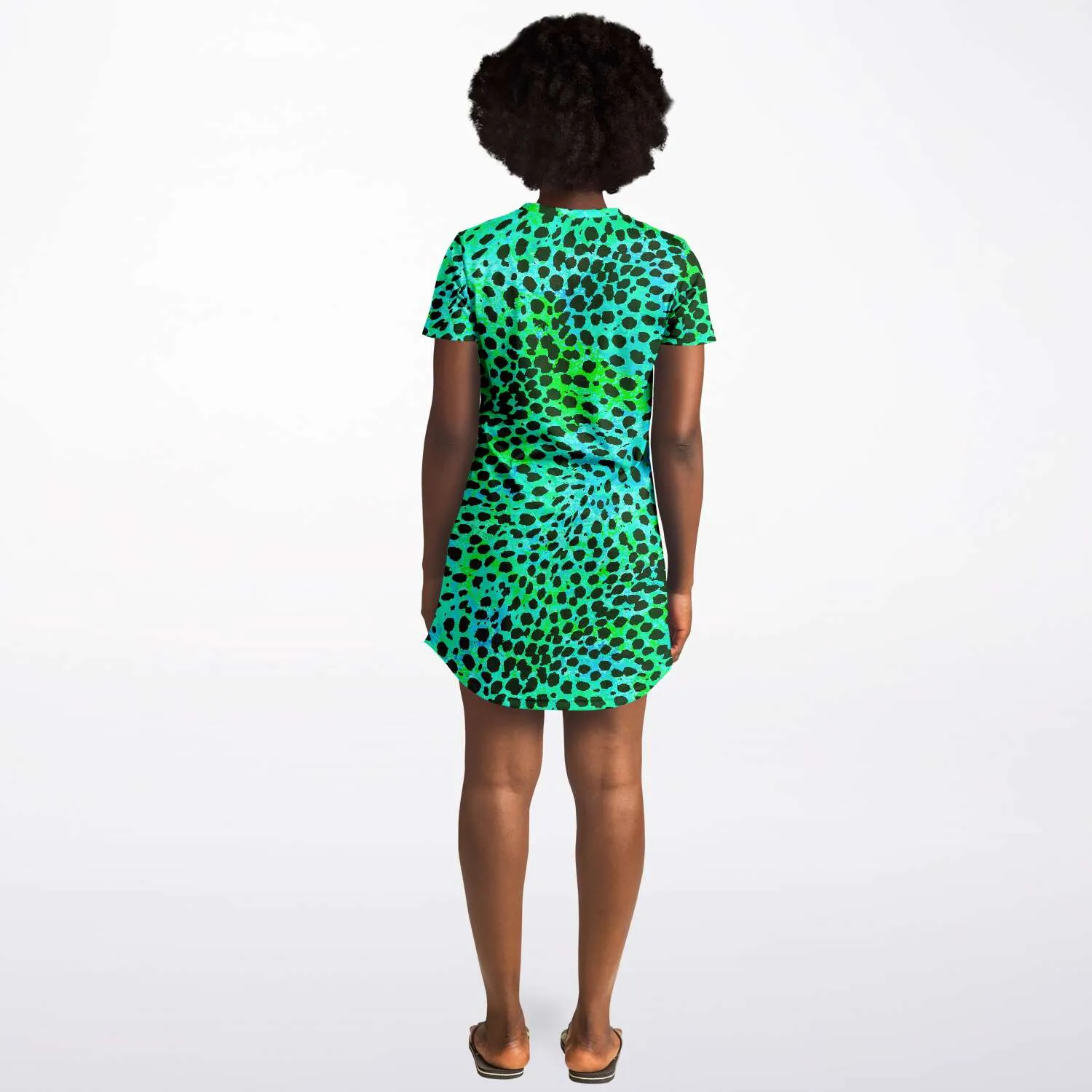 Neon Green Leopard T Shirt Dress