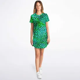Neon Green Leopard T Shirt Dress