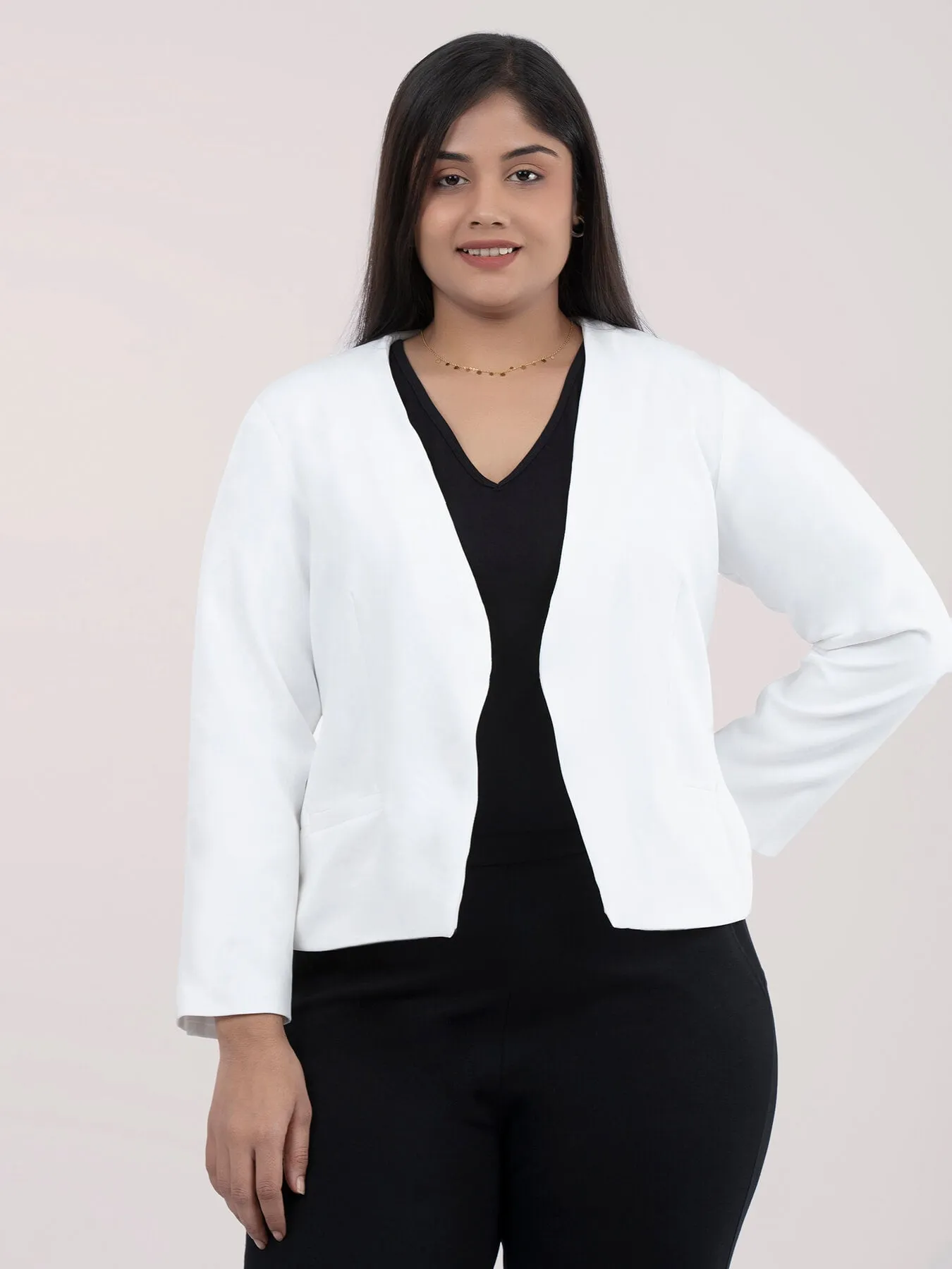 Open Front Blazer - White