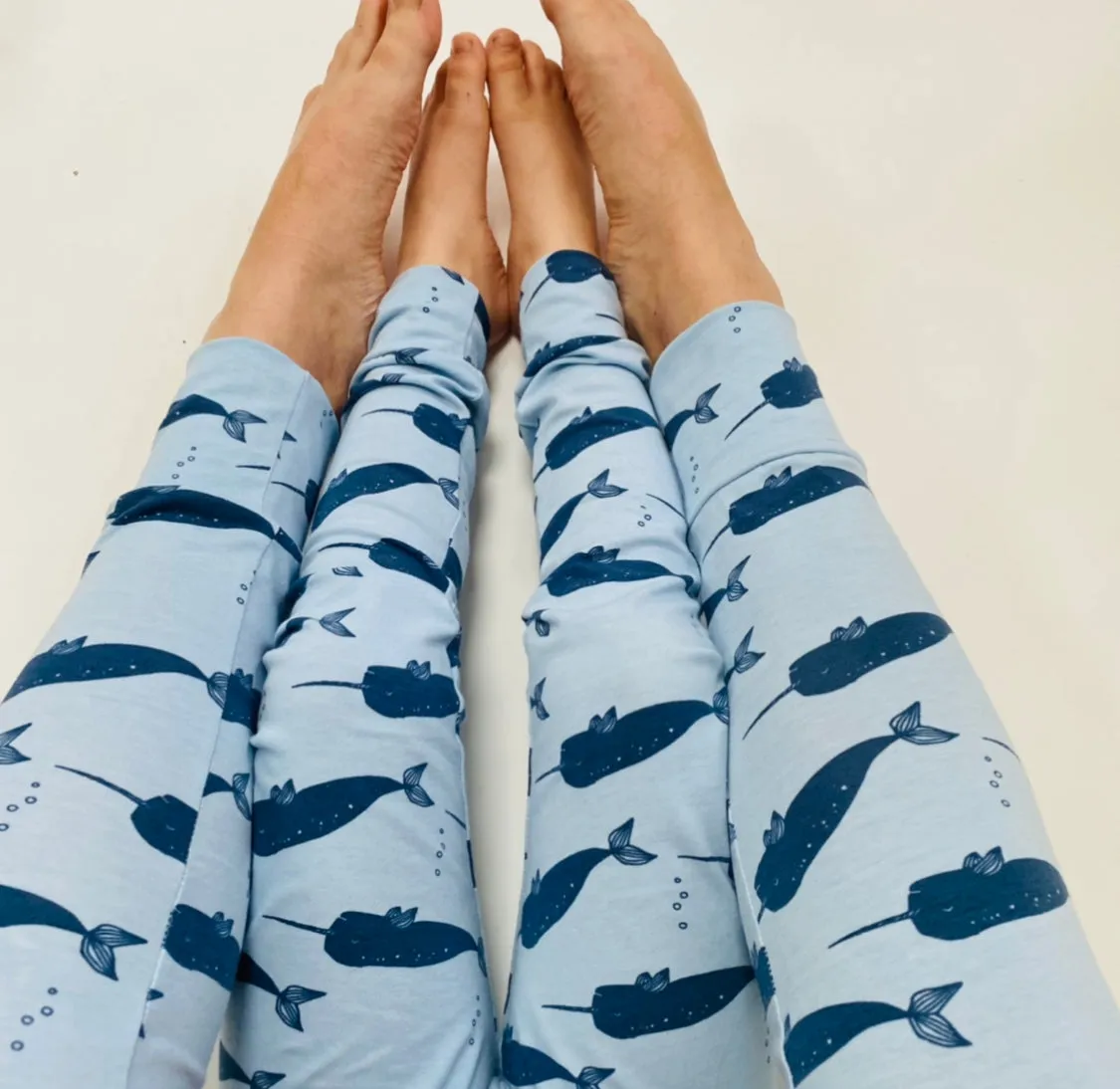 Pale Blue 'Narwhal' Adult Organic cotton leggings