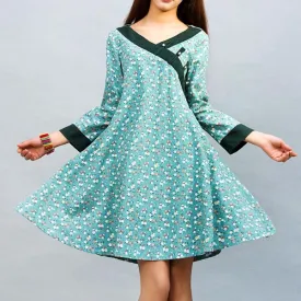 Pattern - - Charming linen shirt swing shirt dress (0031)