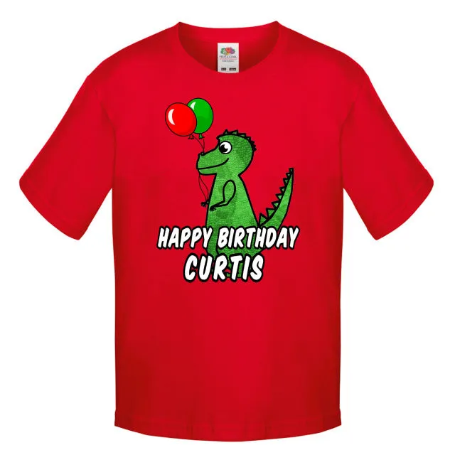Personalized Dinosaur Birthday T-Shirt 4 Color Options