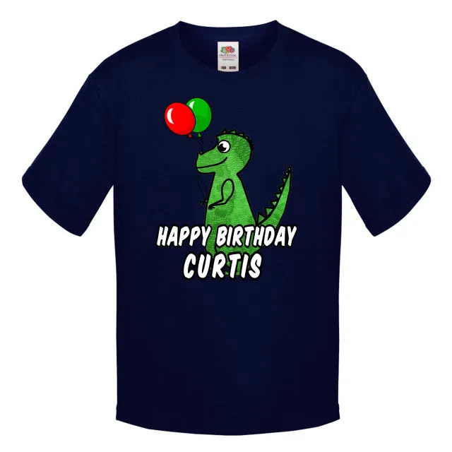 Personalized Dinosaur Birthday T-Shirt 4 Color Options