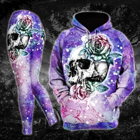 Pink Pastel Gothic Skull Artwork Combo Hoodie and Leggings