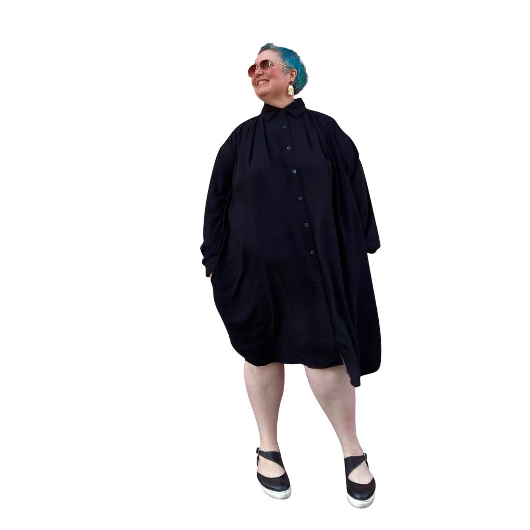 Plus Size Very Versatile Paula Shirt Dress in Black