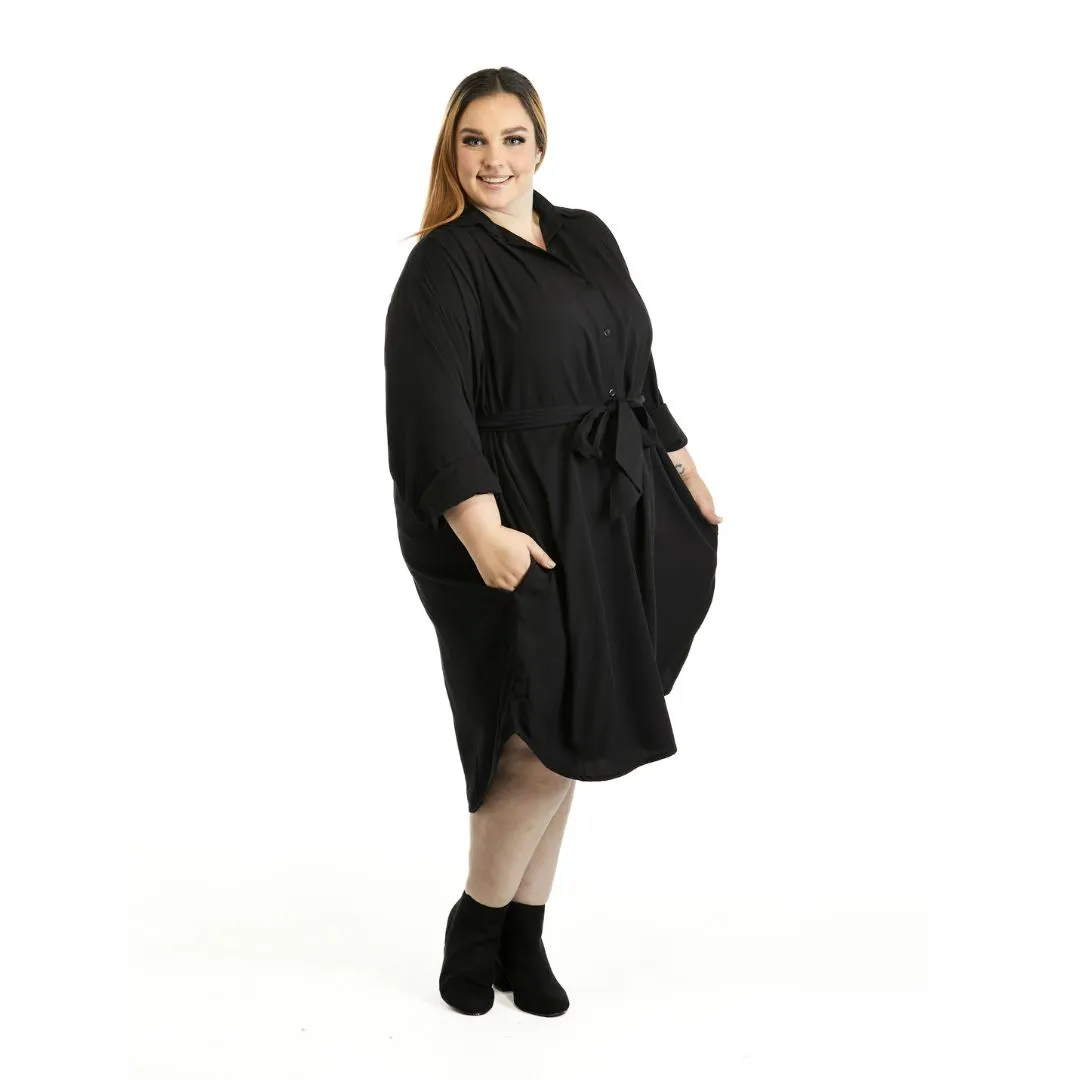 Plus Size Very Versatile Paula Shirt Dress in Black