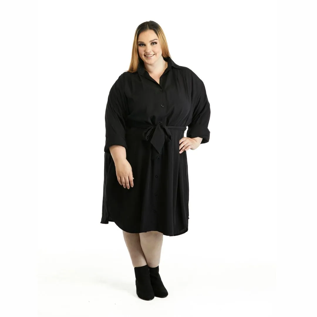 Plus Size Very Versatile Paula Shirt Dress in Black