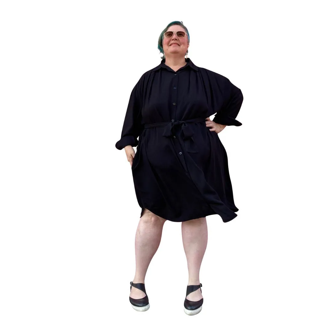 Plus Size Very Versatile Paula Shirt Dress in Black