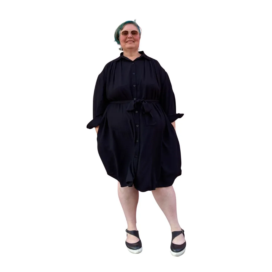 Plus Size Very Versatile Paula Shirt Dress in Black