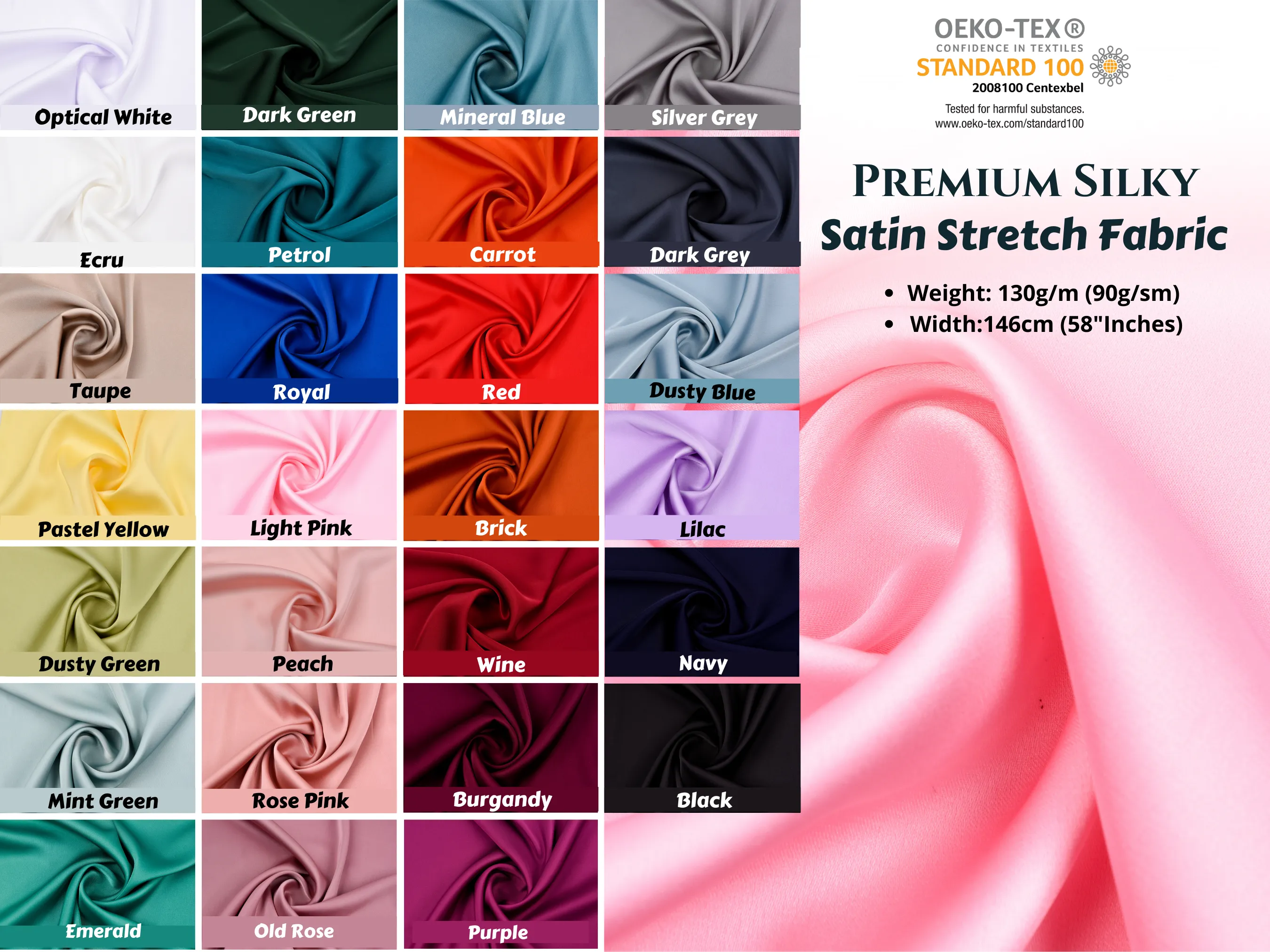 Premium Silky Satin Stretch Fabric