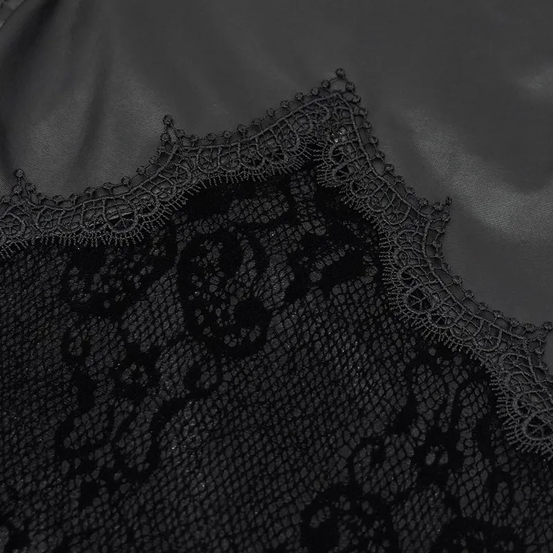 PT157 Gothic velvet printed basic style black women leather leggings