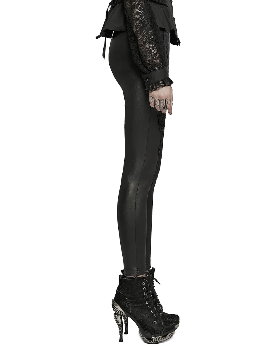 Punk Rave Womens Gothic Lace Applique Leggings - Black & Red