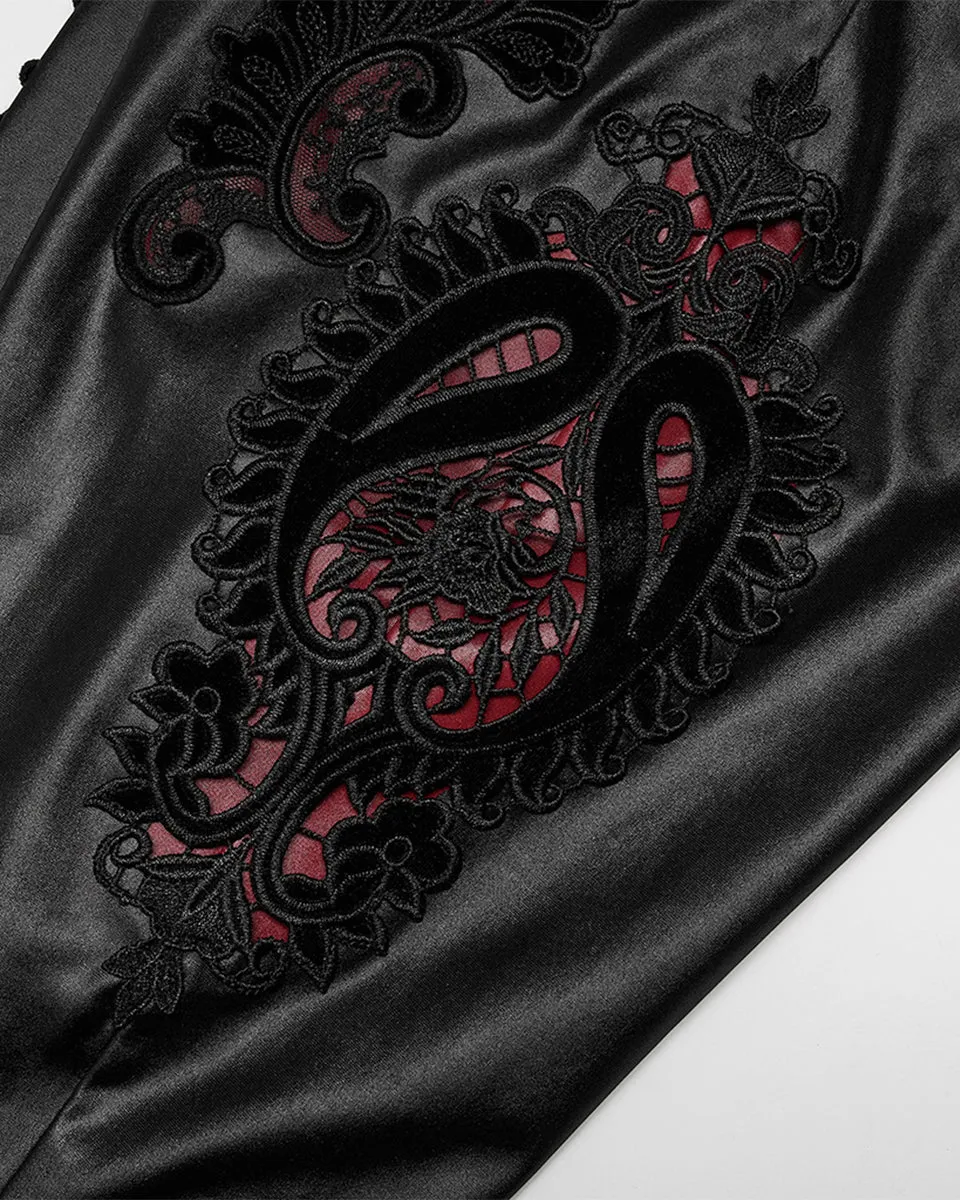 Punk Rave Womens Gothic Lace Applique Leggings - Black & Red