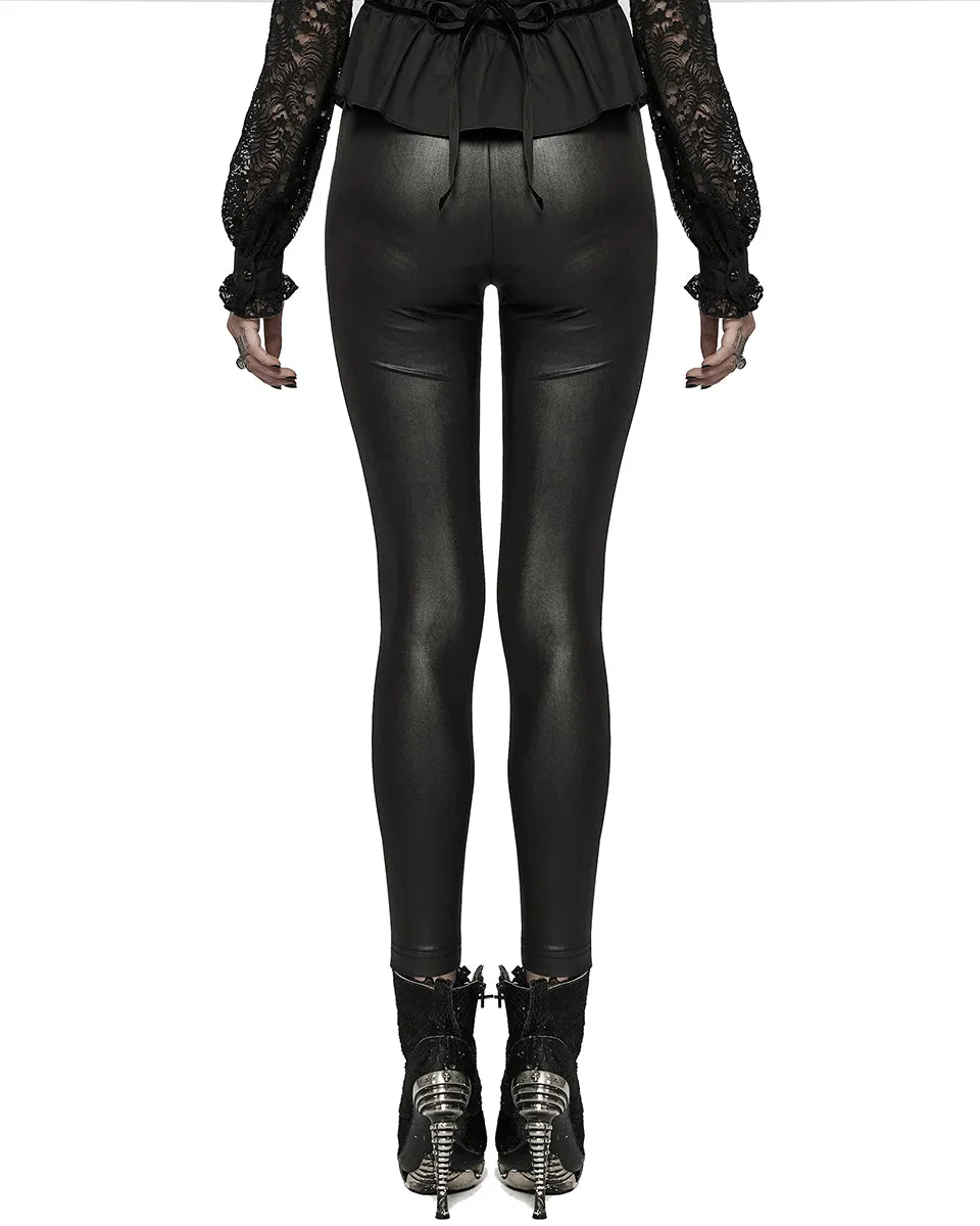 Punk Rave Womens Gothic Lace Applique Leggings - Black & Red