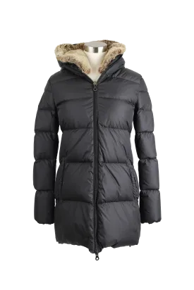 Quilted Down Puffer Coat W/ Fur Hood