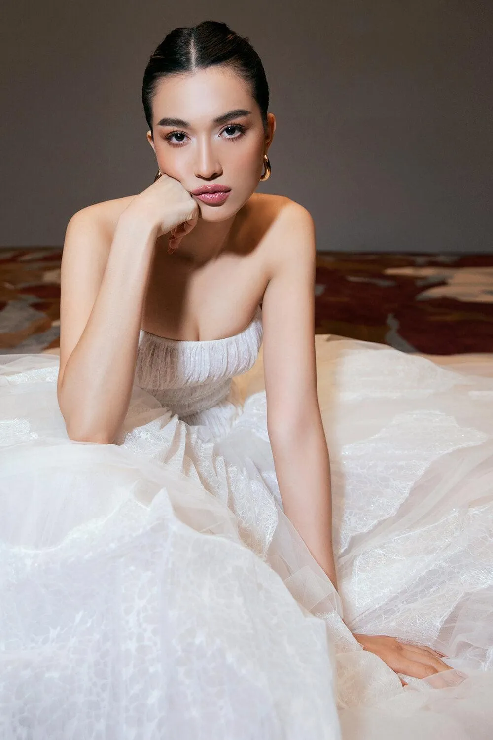 Quinn Ball Gown Straight Across Neck Tulle Ankle Length Dress