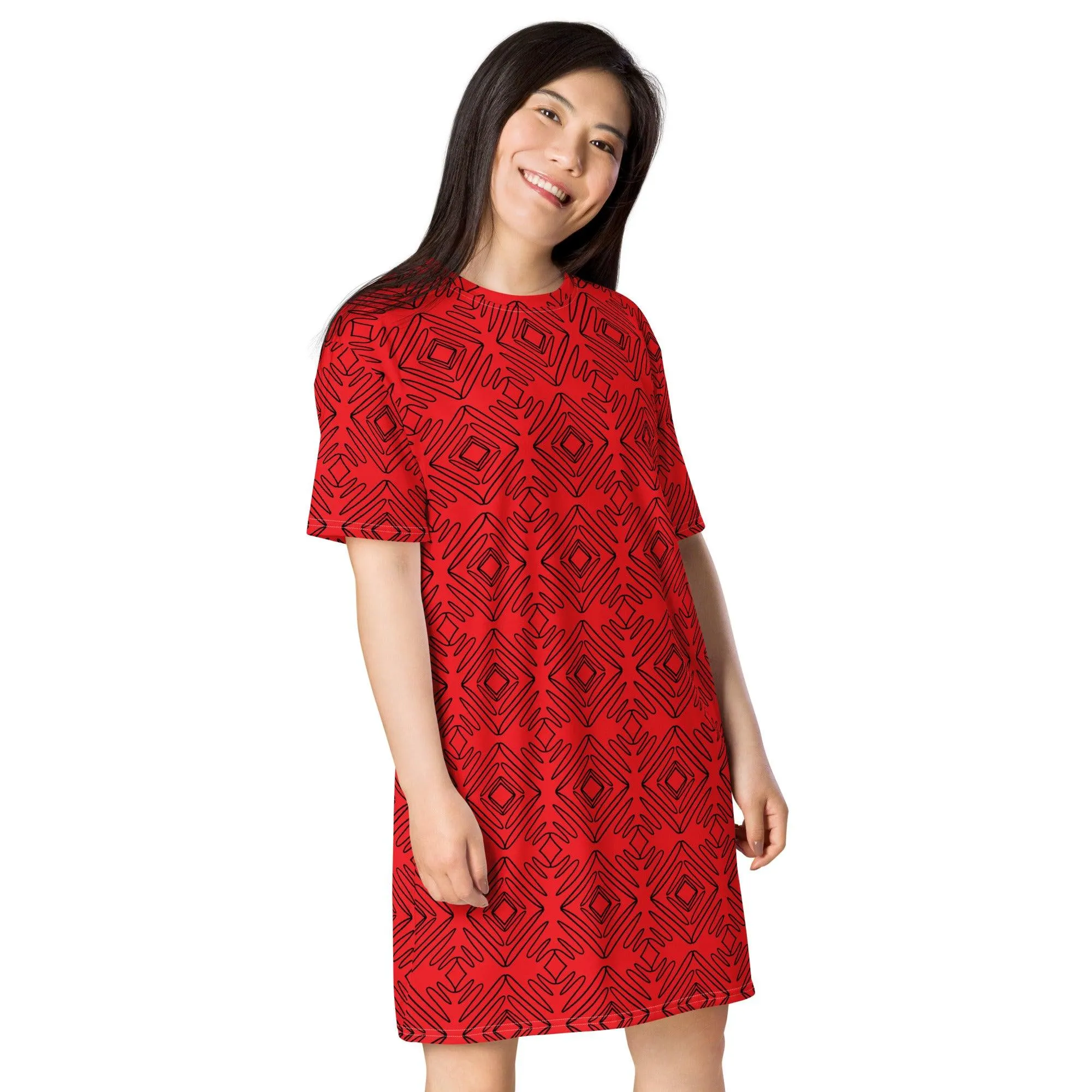 Red Diamond T-shirt dress