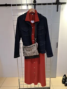 Rust belted dress