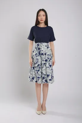 Sander Midi Dress in Navy Blue