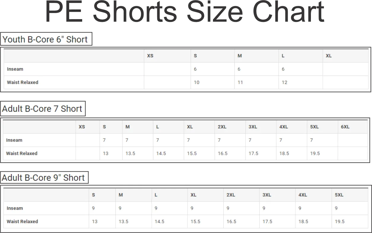 Seacrest PE Youth 6 inch inseam shorts